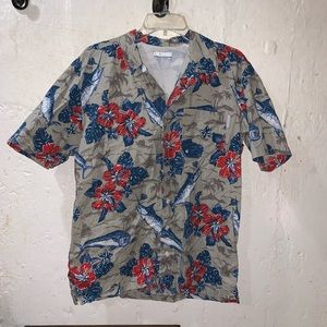 Columbia Vented Fish Button Up Shirt Mens Small
